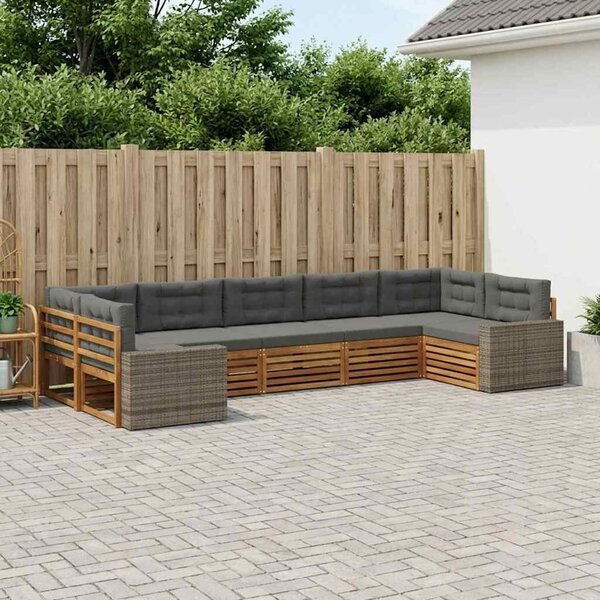 VidaXL Kültéri kanapé szett párnával 7 pcs Természetes és antracit