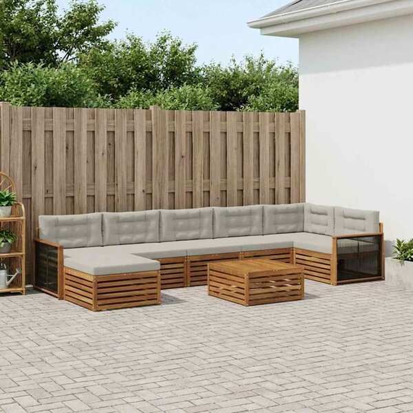 VidaXL Kültéri kanapé szett 8 pcs Természetes és Világosszürke
