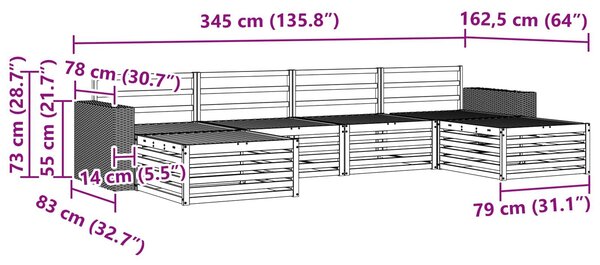 VidaXL Ülőgarnitúrák 6 pcs Tömör Akácfa