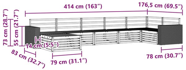 VidaXL Kültéri kanapé szett 7 pcs Természetes