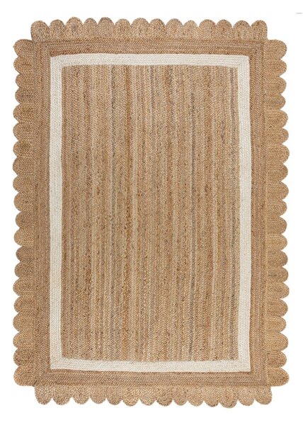 Natúr színű-elefántcsont színű kézi szövésű juta szőnyeg 160x230 cm Grace White – Flair Rugs