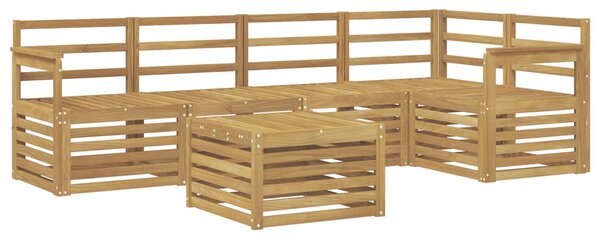 VidaXL Kültéri kanapé szett 6 pcs Fehér 59 x 59 x 37 cm Tömör Akácfa