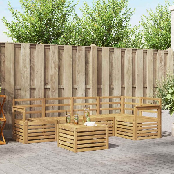 VidaXL Kültéri kanapé szett 6 pcs Fehér 59 x 59 x 37 cm Tömör Akácfa