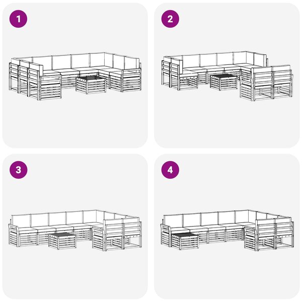 VidaXL Kültéri kanapé szett 10 pcs Fehér és Antracitszürke