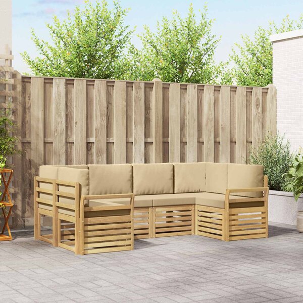 VidaXL Kültéri kanapé szett 6 pcs Fehér és Bézs 245 x 130,5 x 73 cm