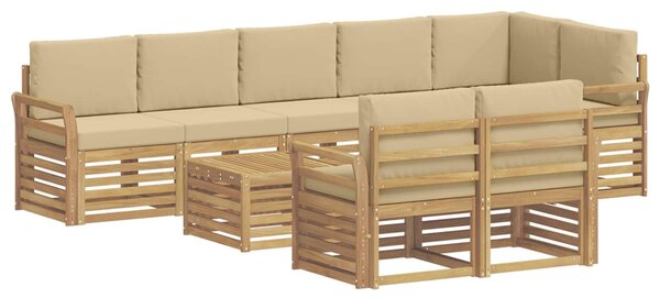 VidaXL Kültéri kanapé szett 9 pcs Fehér és Bézs 59 x 59 x 37 cm