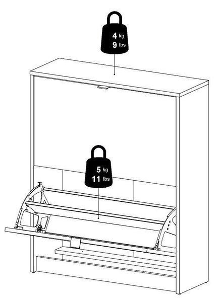 Szürke billenő ajtós cipőtartó Shoes – Tvilum