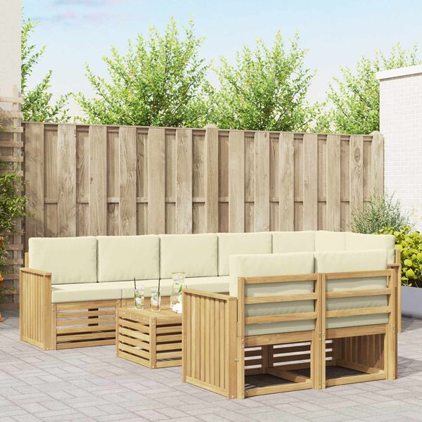 VidaXL Kültéri kanapé szett 9 pcs Fehér és Krém színű 59 x 59 x 37 cm