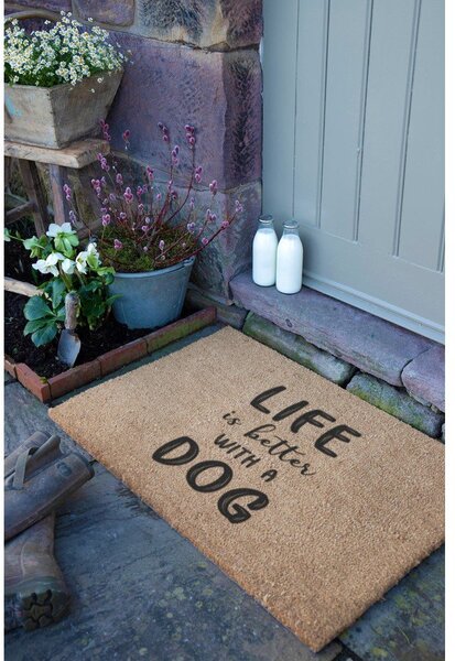 Kókuszrost lábtörlő 40x60 cm Life Is Better With a Dog – Artsy Doormats