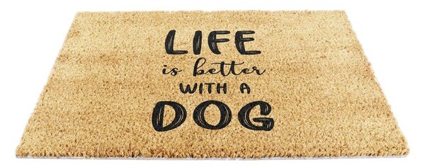 Kókuszrost lábtörlő 40x60 cm Life Is Better With a Dog – Artsy Doormats