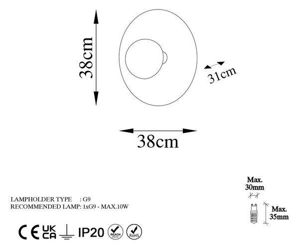 Rézszínű fali lámpa ø 38 cm Kurt – Opviq lights