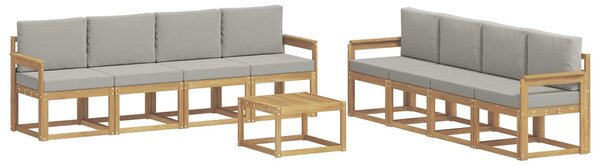 VidaXL Kültéri kanapé szett 9 pcs Fehér és Világosszürke