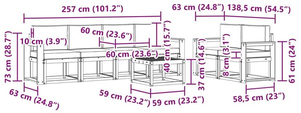 VidaXL Kültéri kanapé szett 7 pcs Fehér és Világosszürke