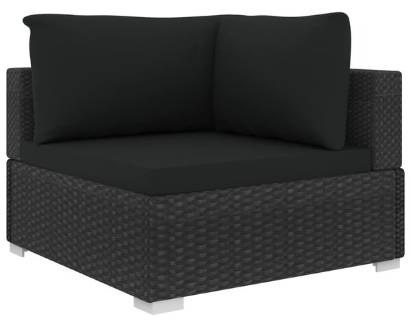 VidaXL 10 részes fekete polyrattan kerti ülőgarnitúra párnákkal