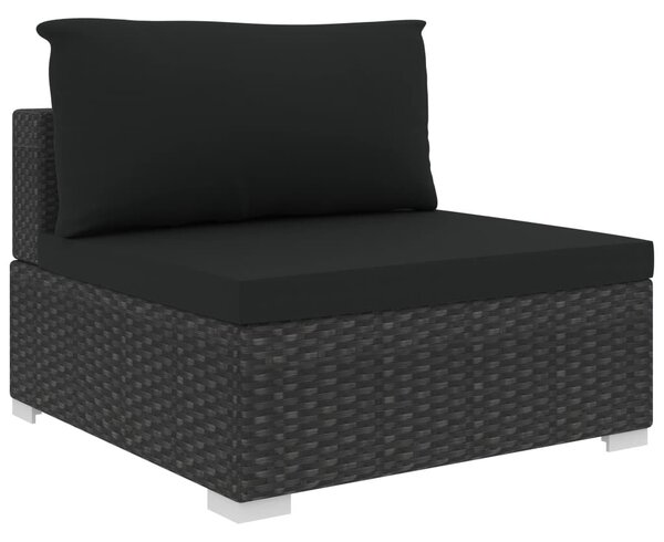 VidaXL 10 részes fekete polyrattan kerti ülőgarnitúra párnákkal