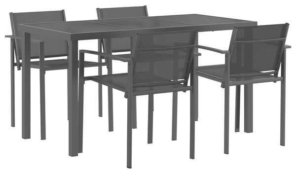 VidaXL Kültéri Bútor Szett 5 pcs Fekete és Antracit 140 x 70 x 73 cm
