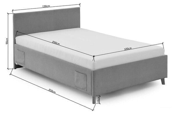 Antracitszürke kárpitozott ágyneműtartós gyerekágy ágyráccsal 120x200 cm Cool – Meise Möbel