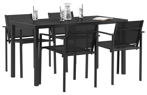VidaXL Kültéri Bútor Szett 5 pcs Fekete és Antracit 140 x 70 x 73 cm