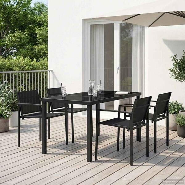 VidaXL Kültéri Bútor Szett 5 pcs Fekete és Antracit 140 x 70 x 73 cm