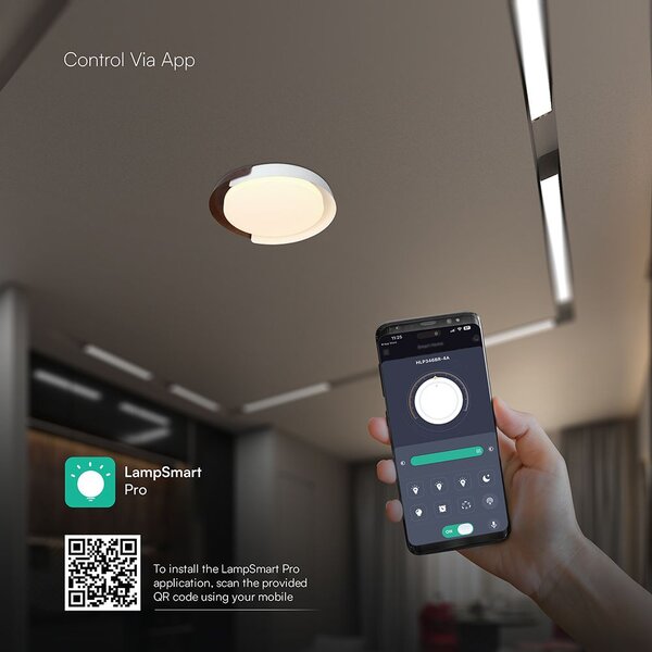 V-TAC okos dekoratív mennyezeti CCT LED lámpa, 48W, fehér és fa hatású, 500x80mm - SKU 24187