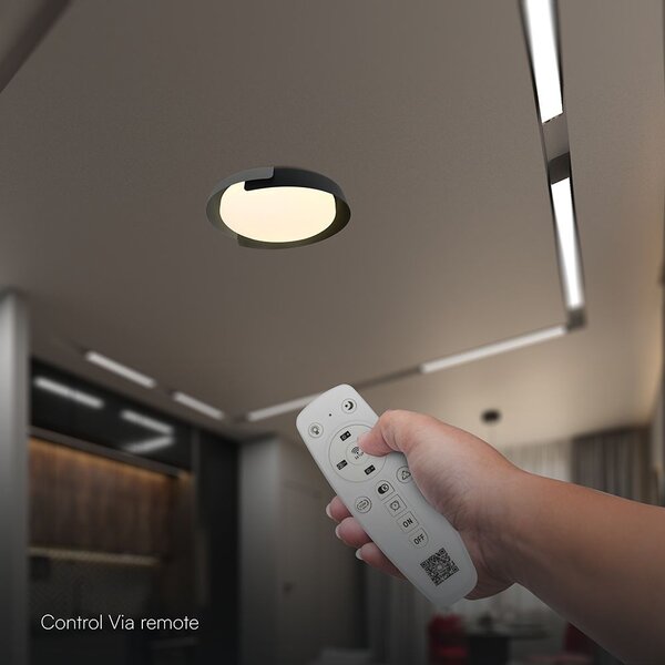 V-TAC okos dekoratív mennyezeti CCT LED lámpa, 48W, fekete és szürke szín, 500x80mm - SKU 24185