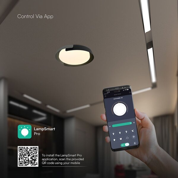 V-TAC okos dekoratív mennyezeti CCT LED lámpa, 48W, fekete és szürke szín, 500x80mm - SKU 24185