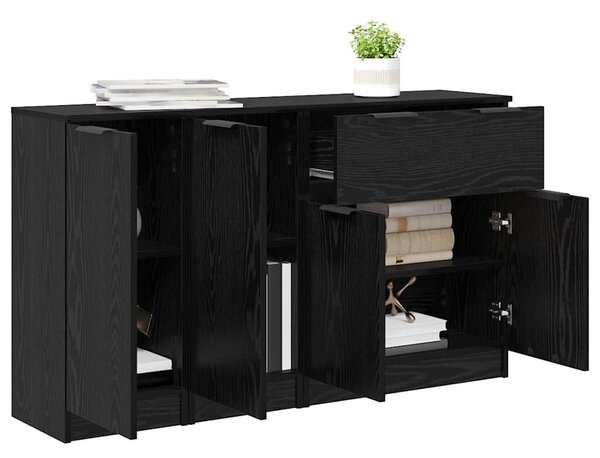 VidaXL Széf fiókkal 3 pcs Musta tammi Faanyag