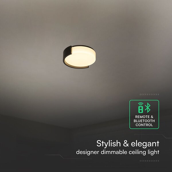 V-TAC okos dekoratív mennyezeti CCT LED lámpa, 48W, fekete színű, 450x120mm - SKU 24188