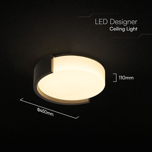 V-TAC okos dekoratív mennyezeti CCT LED lámpa, 48W, fekete színű, 450x120mm - SKU 24188