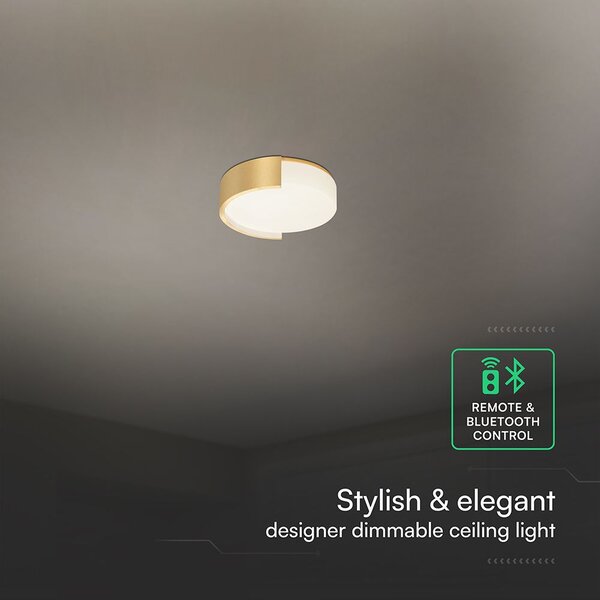 V-TAC okos dekoratív mennyezeti CCT LED lámpa, 48W, arany színű, 450x120mm - SKU 24190