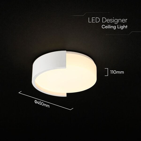 V-TAC okos dekoratív mennyezeti CCT LED lámpa, 48W, fehér színű, 450x120mm - SKU 24189