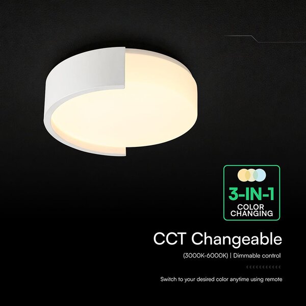 V-TAC okos dekoratív mennyezeti CCT LED lámpa, 48W, fehér színű, 450x120mm - SKU 24189