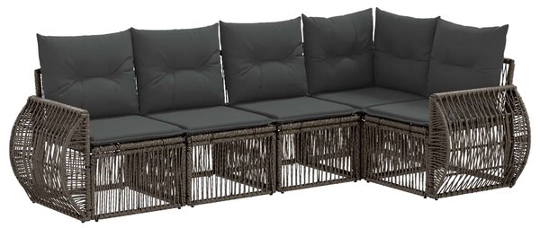 VidaXL Kerti Kanapé Szett 5 pcs Szürke és sötétszürke polirattan