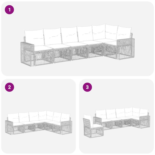 VidaXL Kerti Kanapé Szett 6 pcs Szürke és sötétszürke polirattan