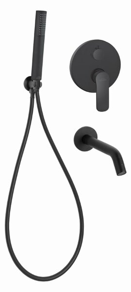 Invena Siros, rejtett fürdőkádkészlet 2 kivezetéses testtel, fekete matt, INV-BS-90-W12-A