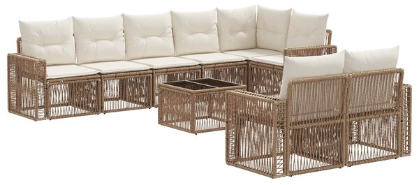VidaXL Kerti Kanapé Szett 9 pcs Beige és Krémszínű polirattan