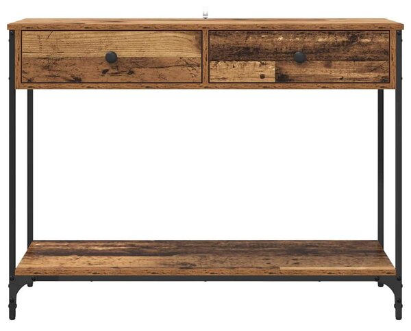 VidaXL Konzolasztal fiókkal Öreg fa 100 x 34,5 x 75 cm Faanyag