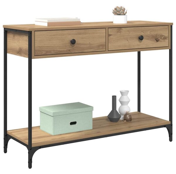 VidaXL Konzolasztal fiókkal Artisan tölgy 100 x 34,5 x 75 cm Faanyag