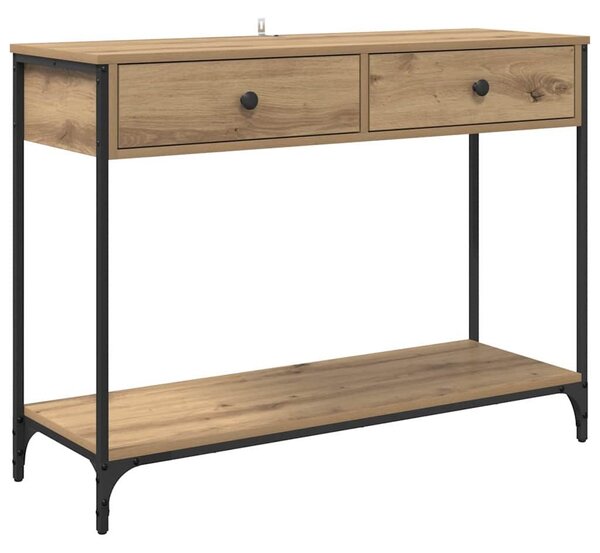 VidaXL Konzolasztal fiókkal Artisan tölgy 100 x 34,5 x 75 cm Faanyag
