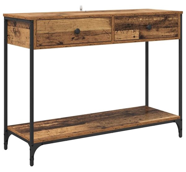 VidaXL Konzolasztal fiókkal Öreg fa 100 x 34,5 x 75 cm Faanyag