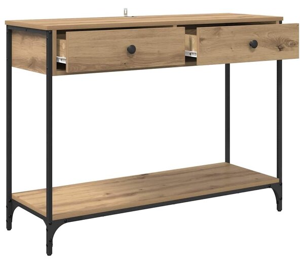 VidaXL Konzolasztal fiókkal Artisan tölgy 100 x 34,5 x 75 cm Faanyag