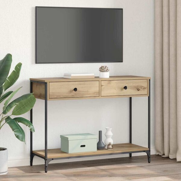 VidaXL Konzolasztal fiókkal Artisan tölgy 100 x 34,5 x 75 cm Faanyag