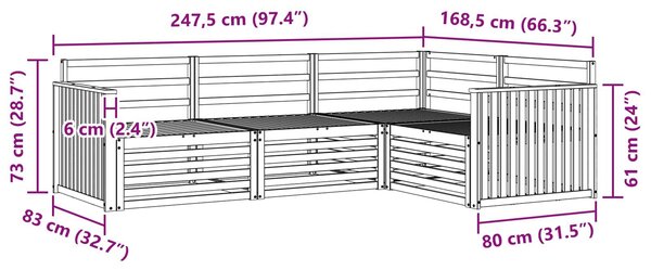 VidaXL Kültéri kanapé szett 4 pcs Természetes Tömör Akácfa
