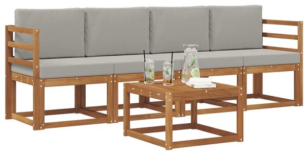 VidaXL Kültéri kanapé szett 5 pcs Természetes és Világosszürke