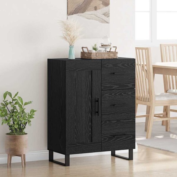 VidaXL Széf fiókkal Fekete tölgy 69,5 x 34 x 90 cm Műszaki fa és vas