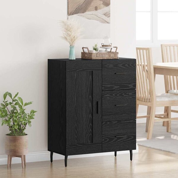VidaXL Széf fiókkal Fekete tölgy 69,5 x 34 x 90 cm Műszaki fa és vas