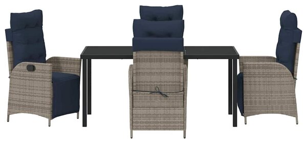 VidaXL Kert étkező szett párnával 5 pcs Szürke és fekete Rattan
