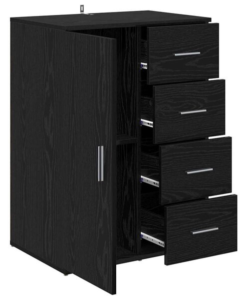 VidaXL Széf fiókkal Fekete tölgy 59 x 39 x 80 cm Faanyag