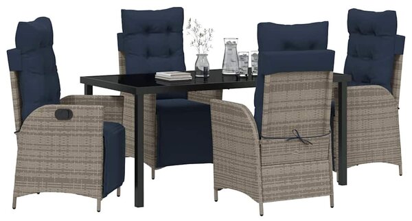 VidaXL Kert étkező szett párnával 5 pcs Szürke és fekete Rattan