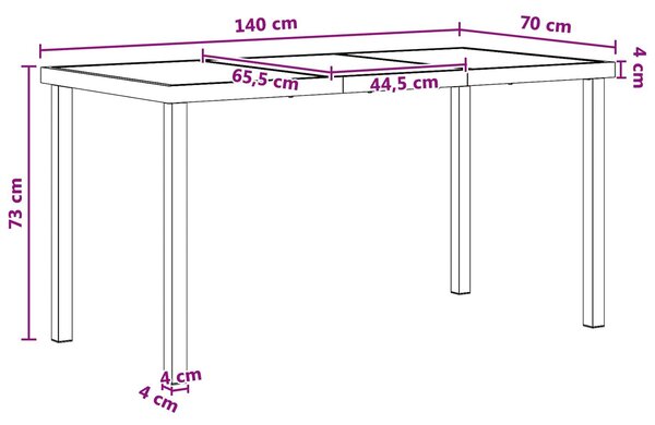 VidaXL Kert étkező szett 5 pcs Fekete és Antracit 140 x 70 x 73 cm
